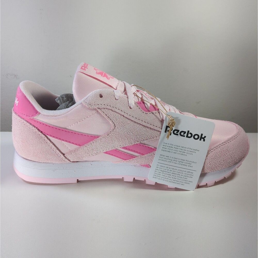 Reebok Classic Nylon Women’s 6.5 Pink Chalk Suede Retro Sneakers NWT